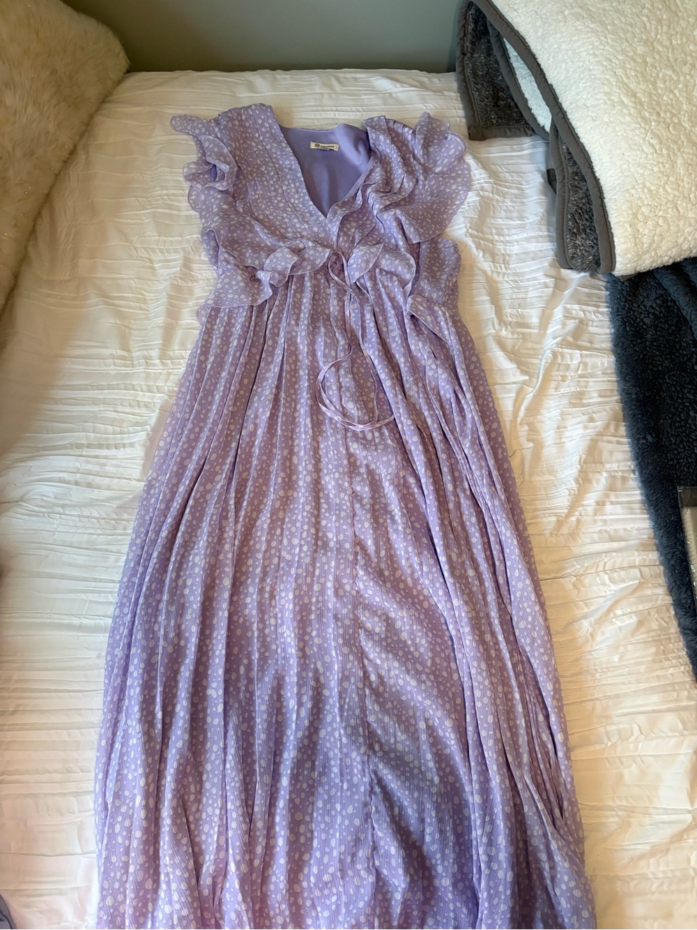 Versona Lavender Polka Dot Maxi Dress